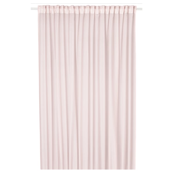 Light pink STENFRÖ sheer curtain with heading tape, made from recycled polyester for energy-saving and privacy.