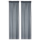 Two dark blue sheer curtains with recycled polyester, minimalist design for sun protection and privacy.