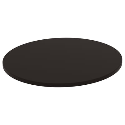 Black round table top, modern design, flat surface.