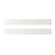 Two white rectangular panels with bevelled edges, likely kitchen cabinets, in white colour.