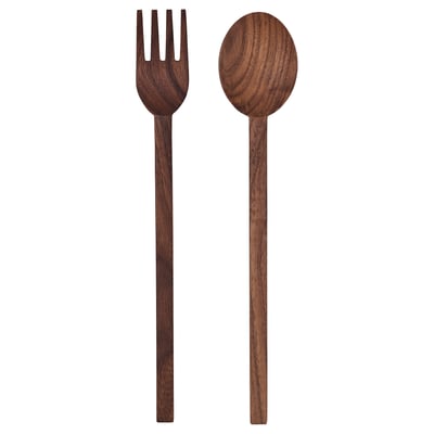 Dark brown walnut salad servers