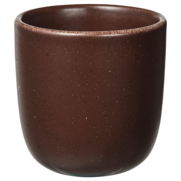 Stockholm rustic brown ceramic mug, round, speckled, simple design, sturdy feel.