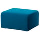Bright blue square-shaped ottoman with a soft, plush design. Ideal for casual seating or resting feet.