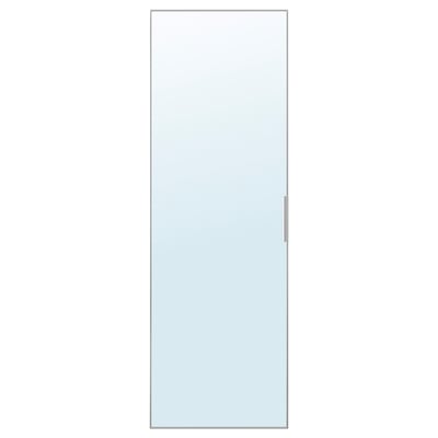 Depicts a STRAUMEN mirror door in white, featuring a sleek, rectangular design with aluminium frame and reflective glass.