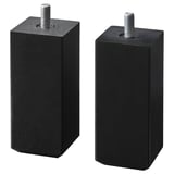 Two black cubic wooden STUBBARP legs with metal screws on top, providing adjustable support.