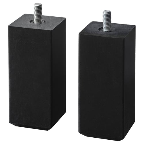 Two black cubic wooden STUBBARP legs with metal screws on top, providing adjustable support.