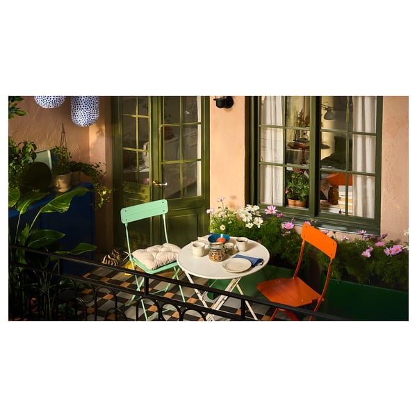 SUNDSÖ Folding chair, light green outdoor