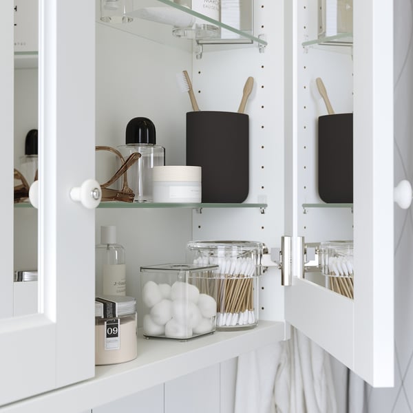 TÄNNFORSEN Mirror cabinet with doors, white, 80x15x95 cm
