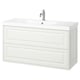TÄNNFORSEN bathroom vanity in white with two drawers, rectangle shape, classic design.