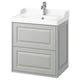 TÄNNFORSEN grey bathroom vanity with ceramic sink, 2 drawers.