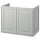 TÄNNFORSEN light grey bathroom cabinet, rectangular with bevelled panels, wall-mount or leg options.