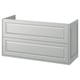 TÄNNFORSEN grey bathroom cabinet with bevelled edges and two drawers.