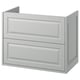 Light grey TÄNNFORSEN vanity with bevelled drawers, wall-mountable, classic style.