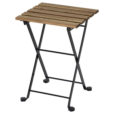 TÄRNÖ Stool, black/light brown stained, 30x42 cm