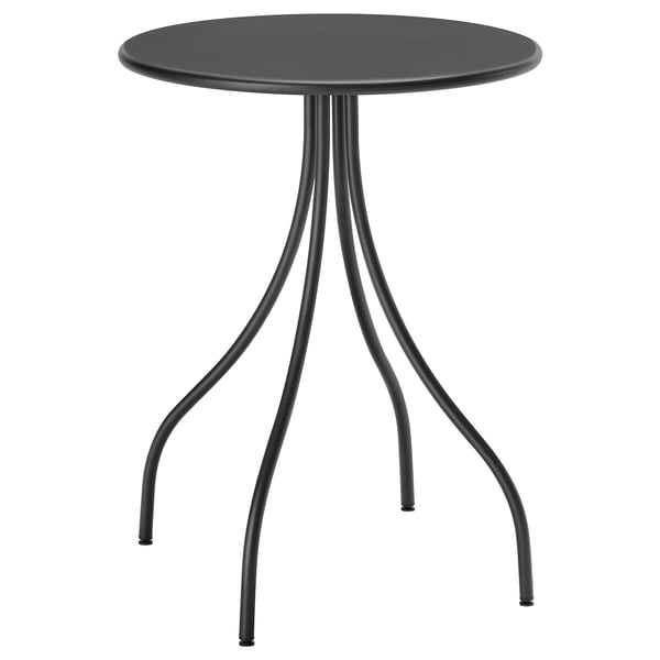 TÅNEBRO: black side table, round, light, and durable; powder-coated steel legs, modern design.