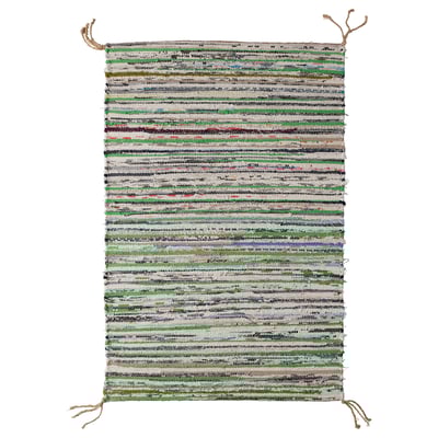 TÅNUM rug, multicoloured stripes, rectangular, handwoven cotton.