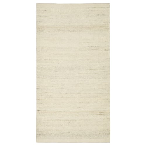 TIDTABELL beige rug, rectangle, wool and cotton, neutral decor.