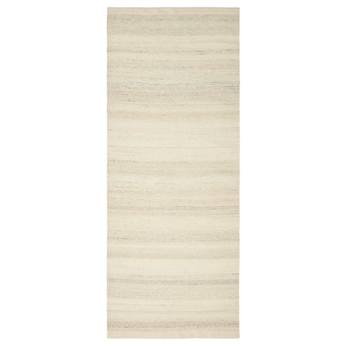 TIDTABELL rug: beige melange, wool surface, cotton back, rectangular, simple design.