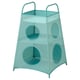 TIGERFINK turquoise mesh toy storage, square, four circular openings, two handles.