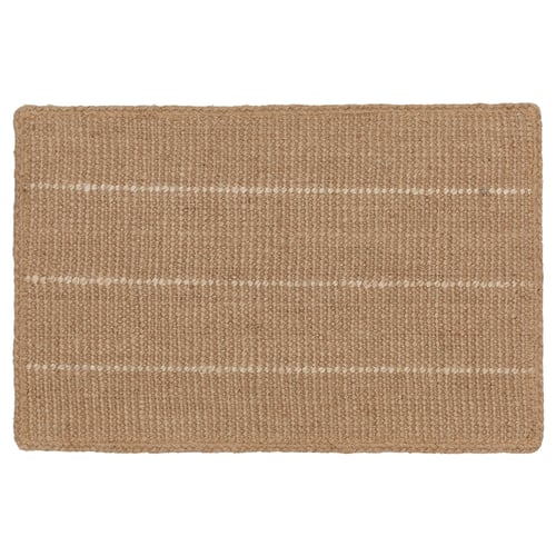 TIOKRONA natural jute mat, rectangular with simple stripe design, firm rubber backing.