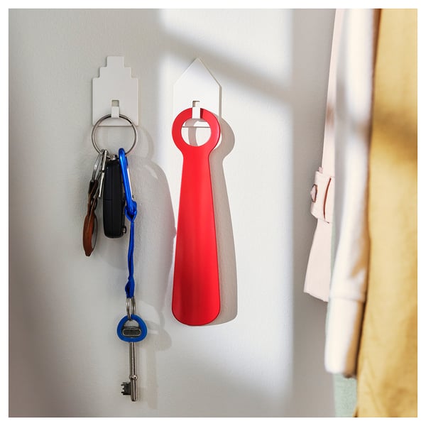 TIPPVAGN Hook, self-adhesive, house/white