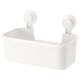 A white TISKEN wall-mounted storage basket with suction cups for easy installation.