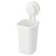 A white TISKEN wall-mounted holder with suction cup, square-shaped, made of plastic, ideal for storing small items.