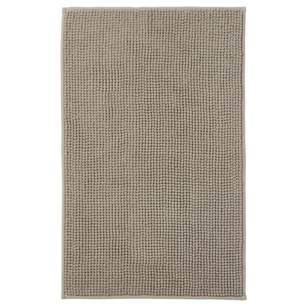 TOFTBO soft grey bath mat, rectangular, textured microfiber, eco-friendly.