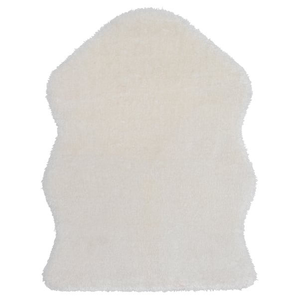 TOFTLUND white faux fur rug, soft, rectangular, machine washable.