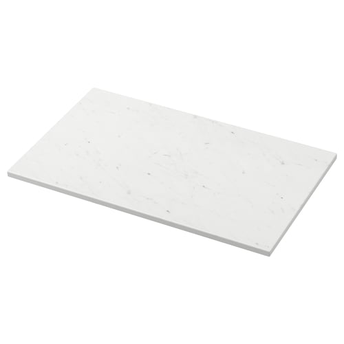 Ikea TOLKEN white marble effect countertop, rectangular, easy to clean, durable.