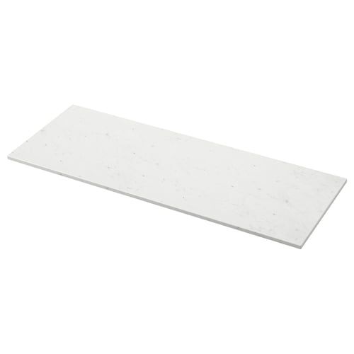 TOLKEN white marble effect countertop for modern/traditional bathrooms. Sleek, durable fiberboard with melamine.