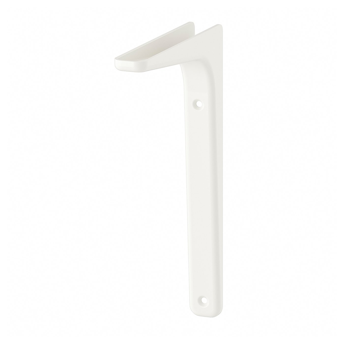White TOMTHULT shelf bracket, reversible l-shape with clean design.