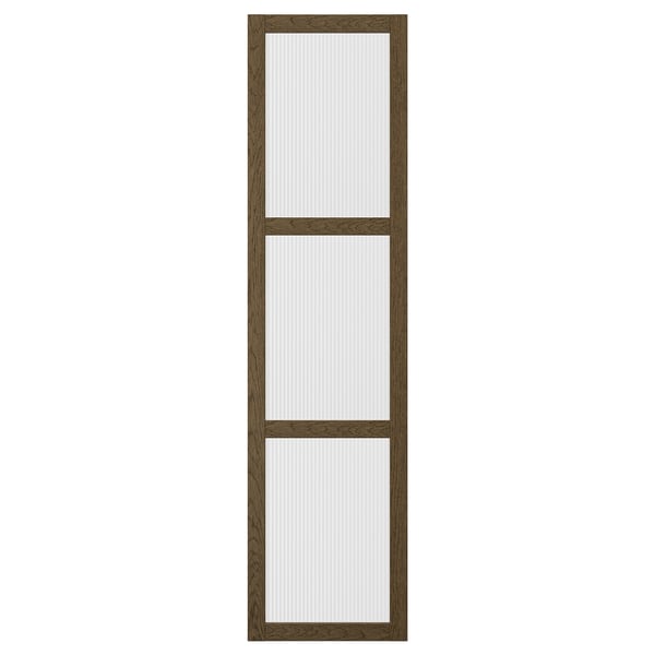 TONSTAD wardrobe door, brown oak, rectangular, with frosted glass.