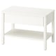 An off-white TONSTAD side table with one shelf and a drawer, featuring a square, streamlined design.