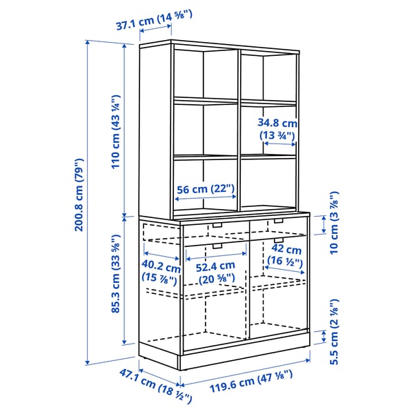 Illustration with measurements for the product: TONSTAD.