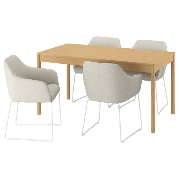 TONSTAD / TOSSBERG Table and 4 chairs, oak veneer/Gunnared beige white, 150x80 cm