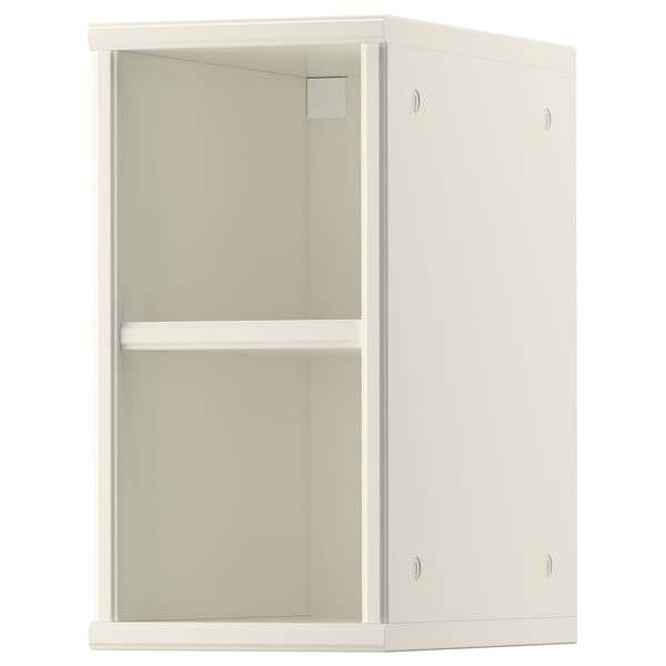 TORNVIKEN white cabinet, rectangular shape, two doors, open shelf, ideal for narrow spaces.
