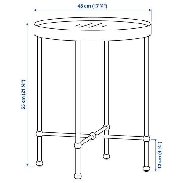 Illustration with measurements for the product: TORSJÖ.