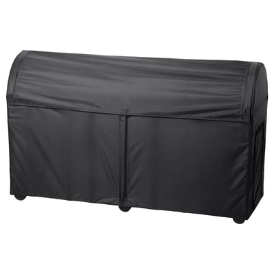 Black TOSTERÖ storage box, rectangular, with zip closure, made of waterproof fabric.