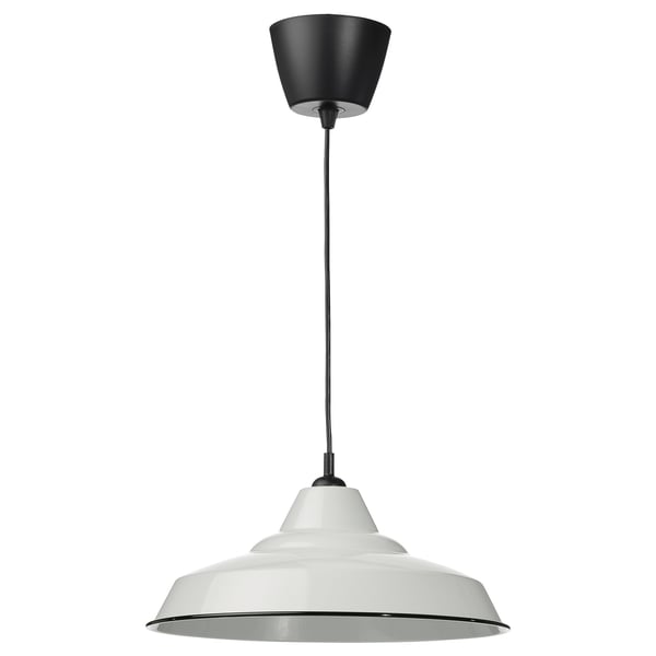 TRETTIOEN white steel pendant lamp with black cord