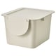 TRÖSKNING Bin with lid, light beige, 12 l