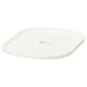 Is of a white, square TROFAST storage lid made from 50% recycled plastic. It a small vent and handle combination.