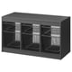 A black TROFAST storage unit with three mesh baskets, ideal for organizing items.