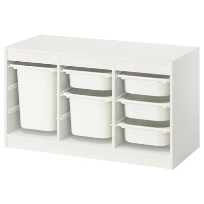 TROFAST Storage combination with boxes, white/white, 99x44x56 cm