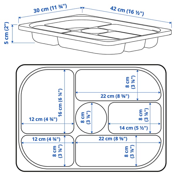 Illustration with measurements for the product: TROFAST.