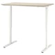 TROTTEN adjustable standing desk in beige with white legs and crank height adjuster.