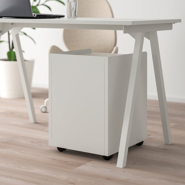 White TROTTEN under-desk storage with casters.