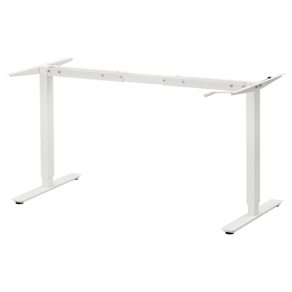 White trotton desk frame, aluminium and steel, adjustable height.