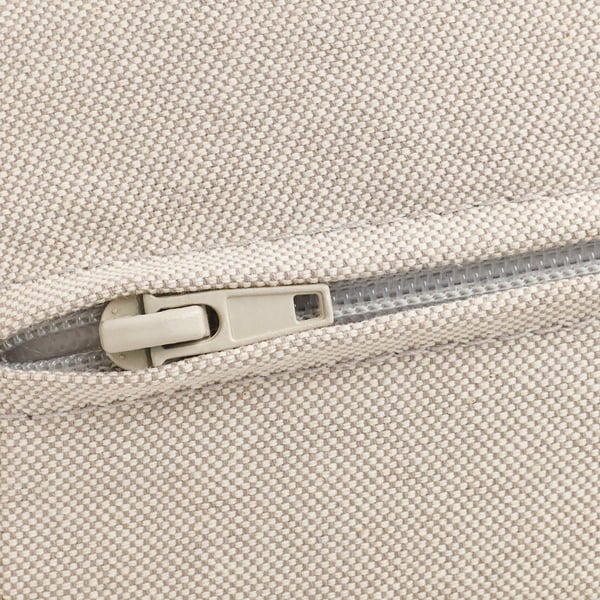 Close-up zip of TULLSTA chair cover, smooth fabric.