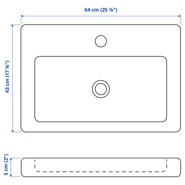 Illustration with measurements for the product: TVÄLLEN.